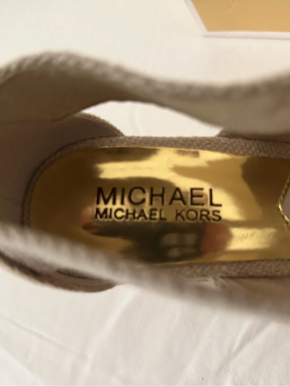 Michael Kors Beige Canvas Espadrille Wedge Sandals - Damita Wedge